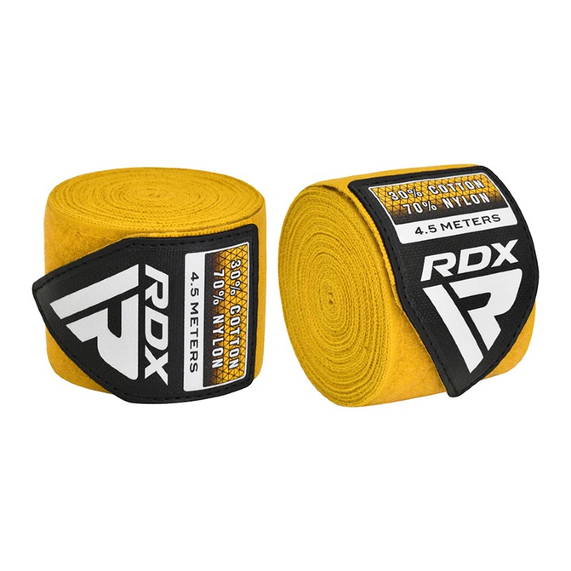 RDX Sports WX 4.5m Elasticated Hand Wraps for Boxing (Yellow)